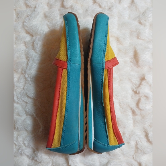 Cougar Shoes Extatic Leather Mesh Slip On Flat Yellow Orange Blue Size 9M - Picture 10 of 10